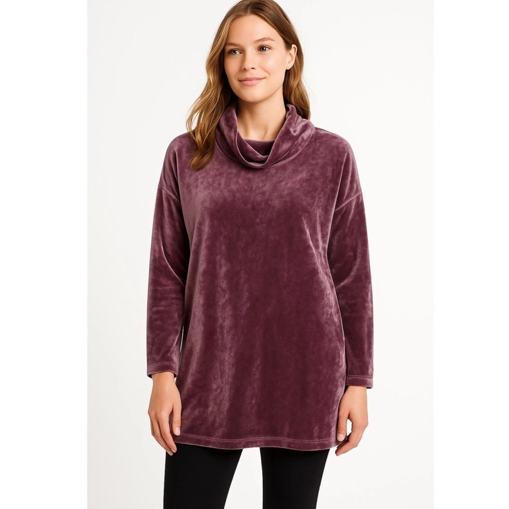NWT J. JILL PUREJILL Crushed Velour Cowl Neck Tunic Top Size 2X
